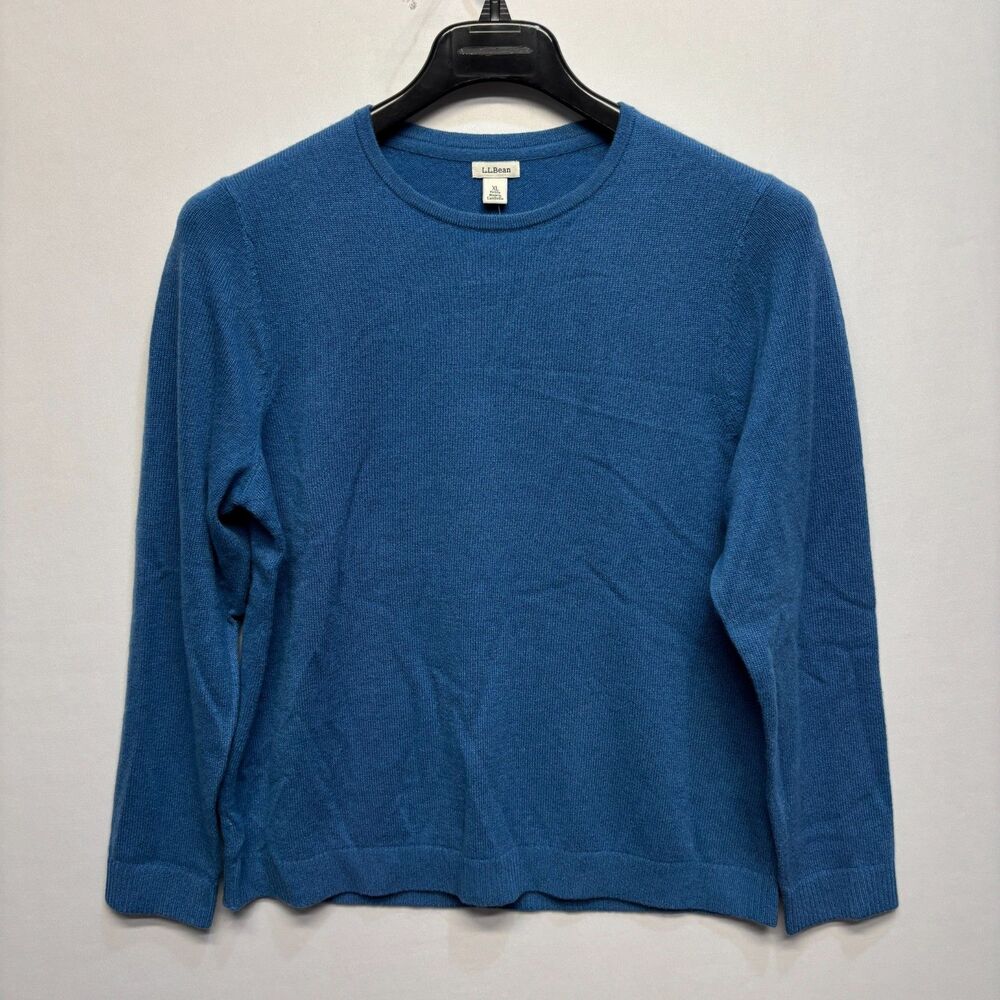 NWT LL Bean Women 100% Cashmere Sweater Size XL X-Large Petite Blue D101 -5